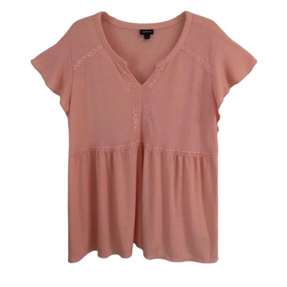 ‎Torrid pinky peach baby doll top 3X